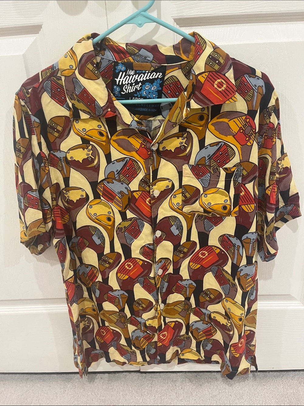 The Hawaiian Shirt Men’s Short-Sleeve Button-Down in Yellow & Brown